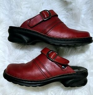 Josef Seibel Cherry Red Leather Clogs